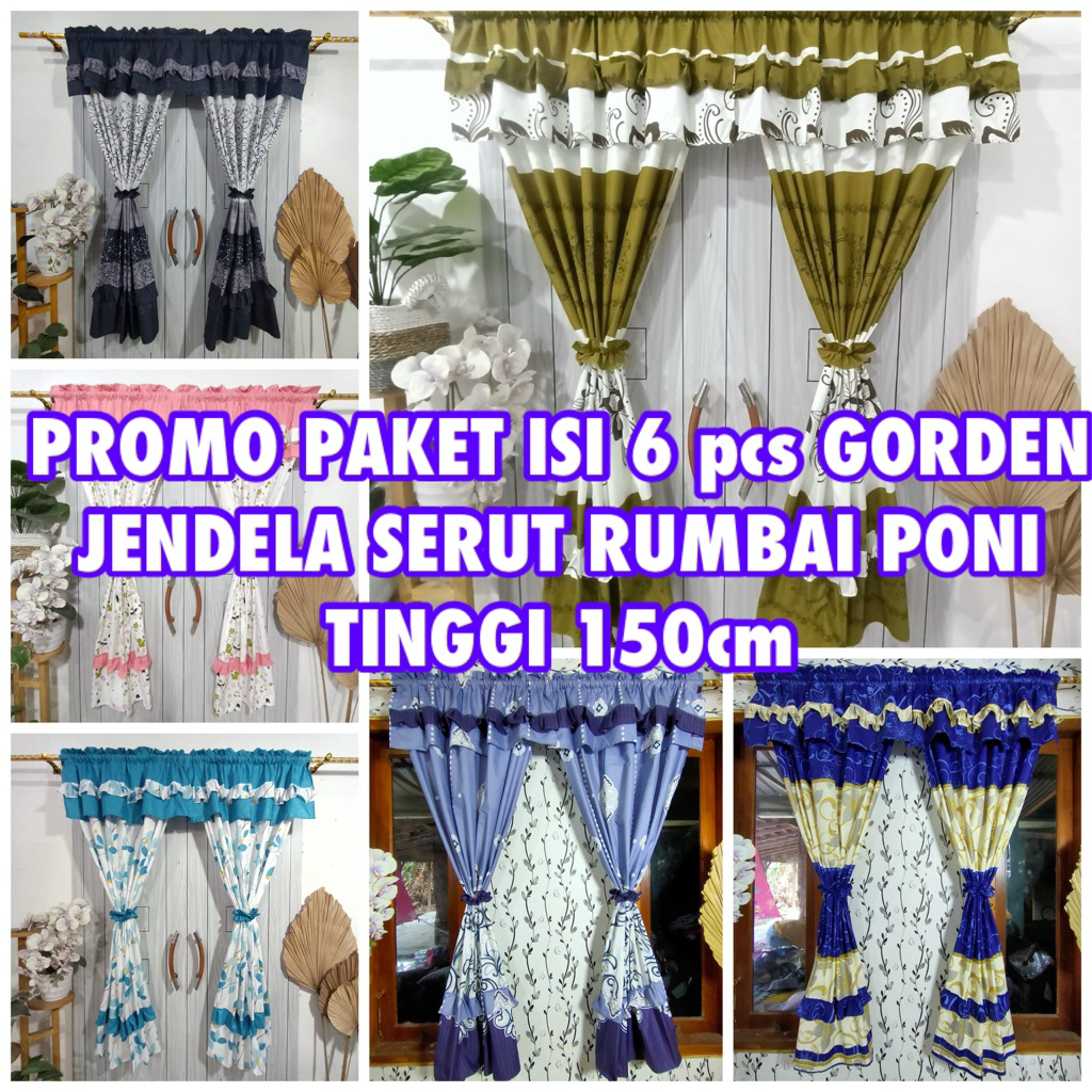 Paket Promo Gorden Serut Jendela isi 6pcs Panjang 150CM