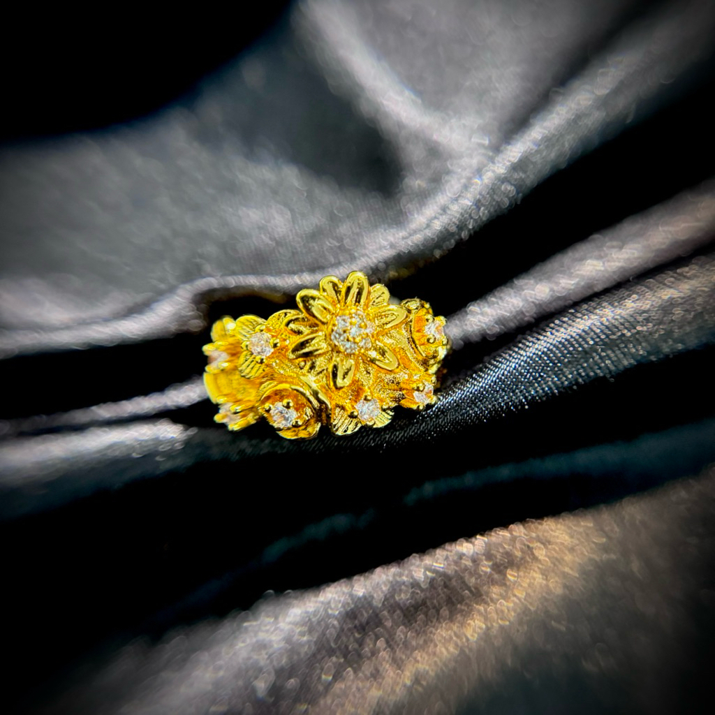 Cincin Bunga Emas Pasir Vietnam 100% Asli