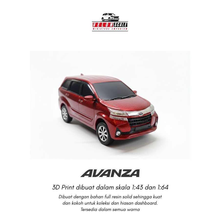 Diecast Miniatur 3D Print Toyota Avanza Tipe G Tahun 2019 Skala 1:43 Full Custom + Plat Nomor