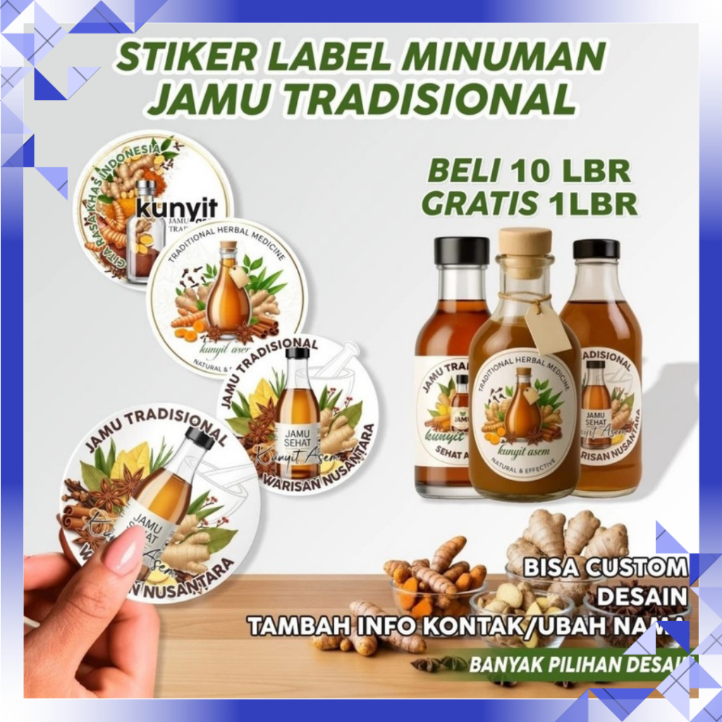 Stiker Label Jamu Tradisional Isi 54 Pcs Sticker Kemasan Produk Minuman