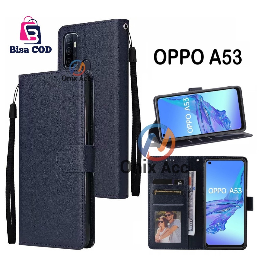 Flip Case OPPO A53 Leather Flip Case Wallet Kulit Premium