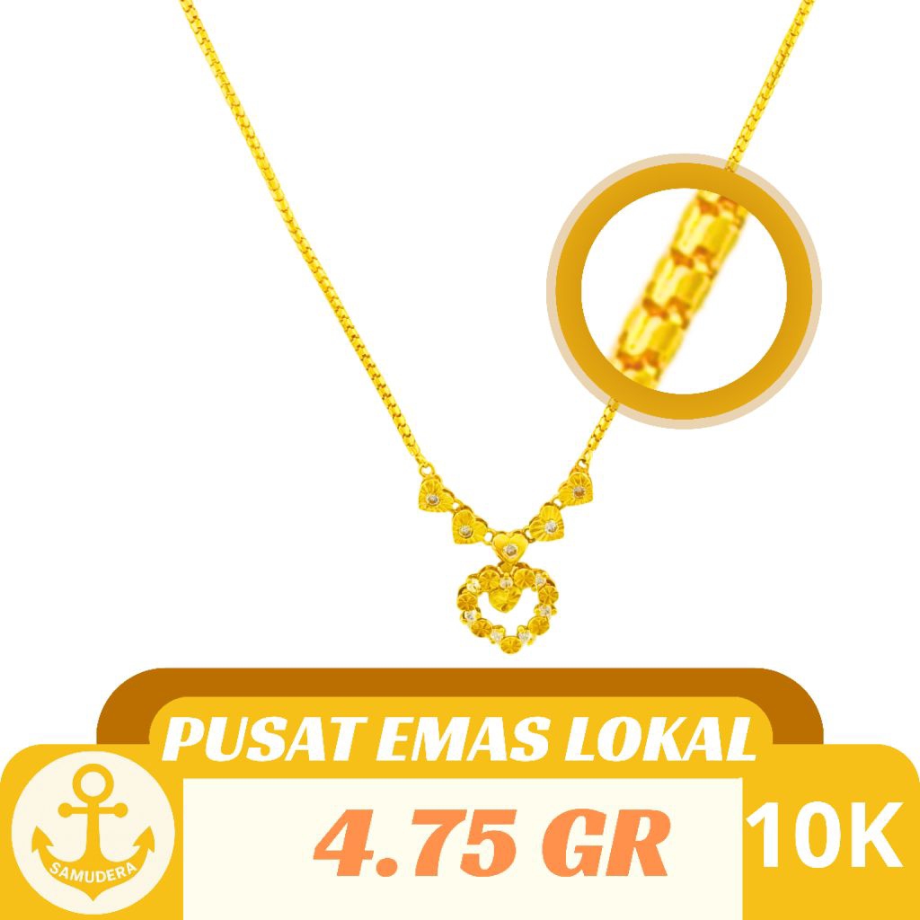 KALUNG GOLD MODEL ITALY MOTIF 5 LOVE KECIL DAN KERANGKA LOVE DGN 12 MATA PUTIH |10K