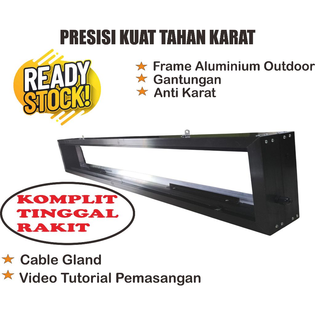 frame running text outdoor 2 Sisi ukuran besar