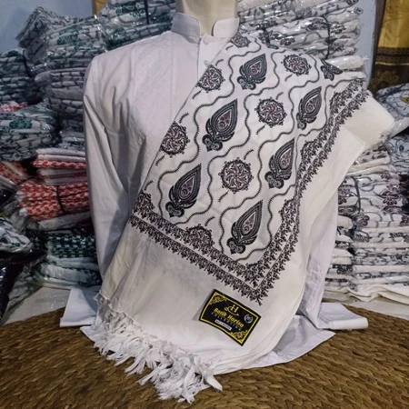 Sorban Putih Coklat Indiana 1 Pcs  Panjang 2 Meter Motif Kasmiri Sorban Habib Bahan Lembut Dan Halus