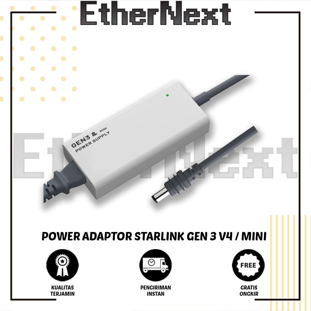 EtherNext - Power Adaptor Pengganti Untuk Starlink Gen 3 v4 dan Starlink Mini