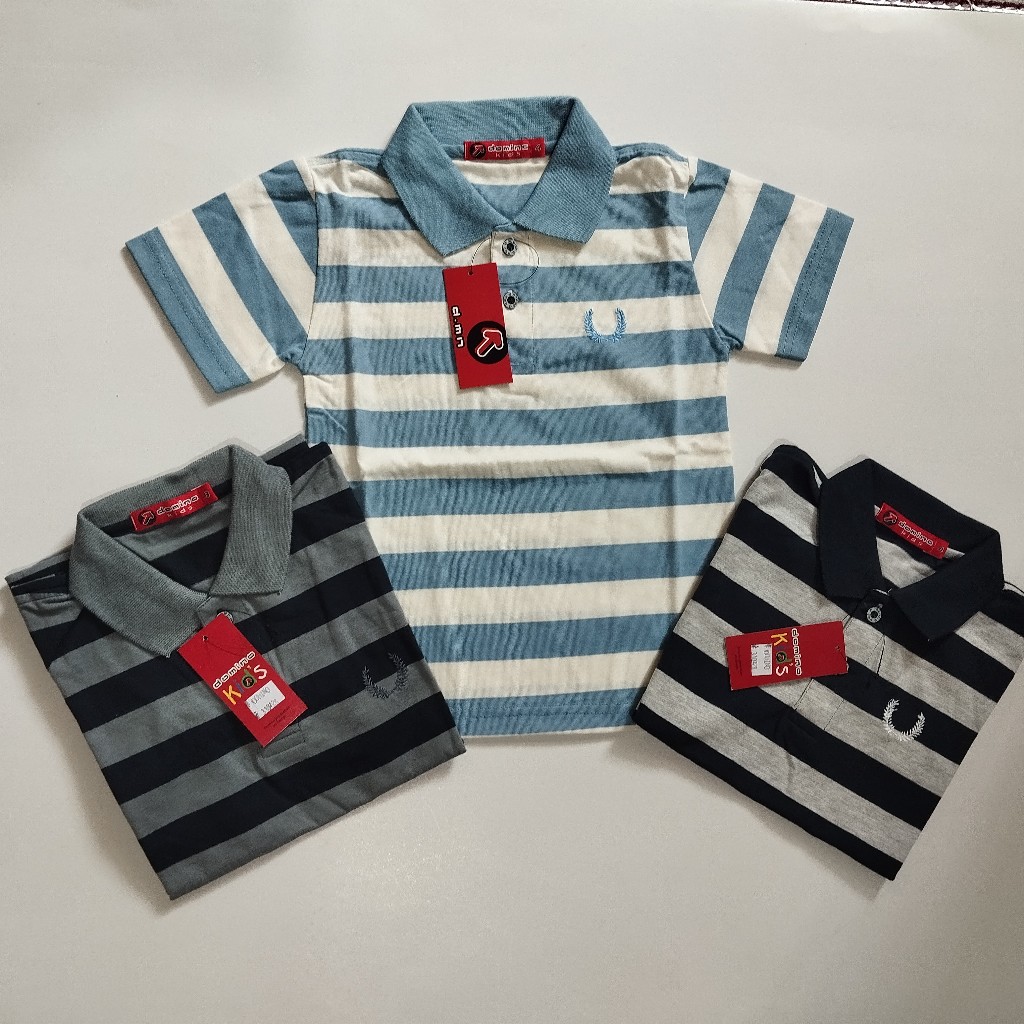 Baju Kaos Anak Laki-Laki Kra Salur Katun / KAOS POLO DOMINO / KRAH SALUR DOMINO/ IVANKIDS