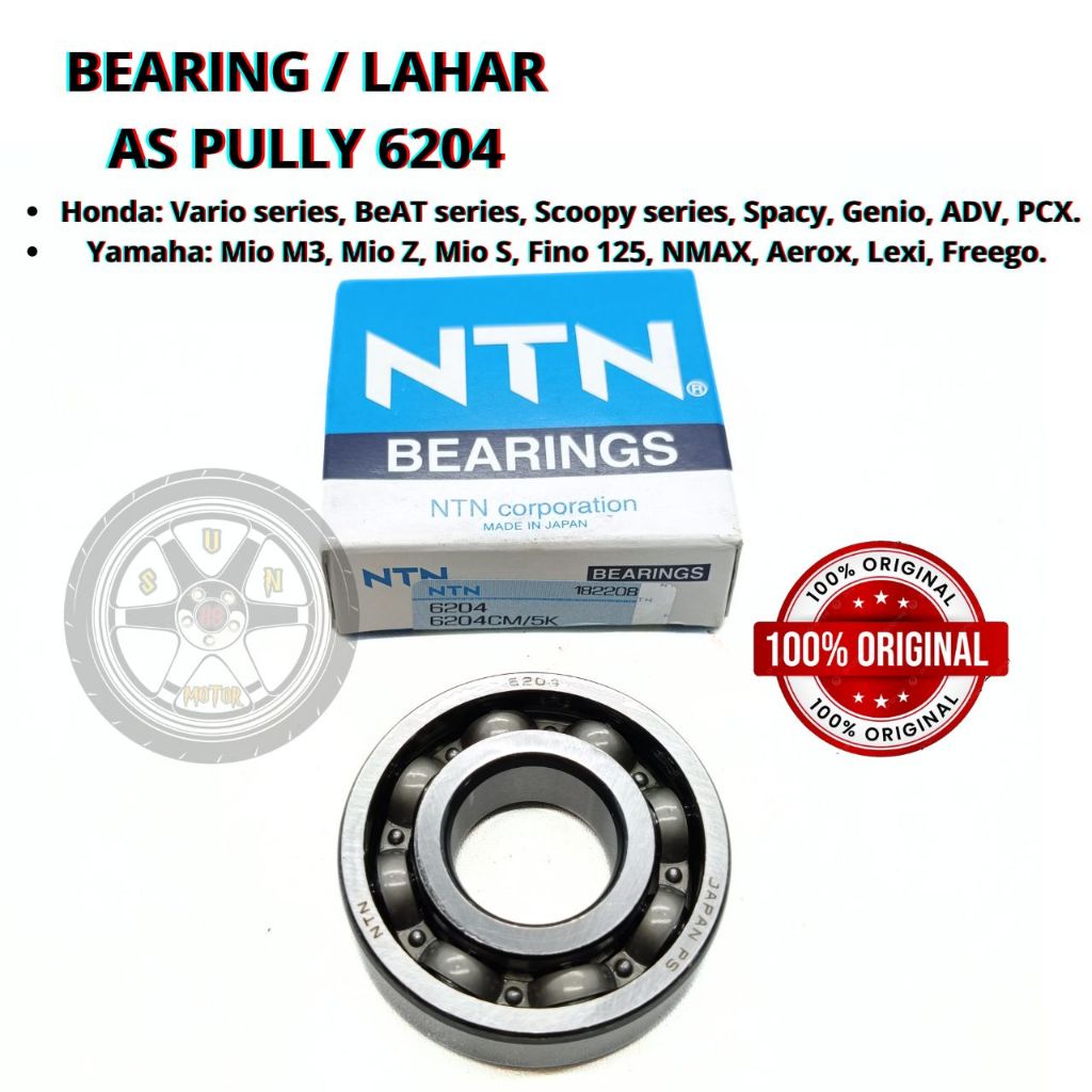 BEARING / LAHAR AS PULLY 6204 VARIO , SCOOPY , SPACY , GENIO ,  ADV , PCX , MIO M3 , MIO Z S , FINO 