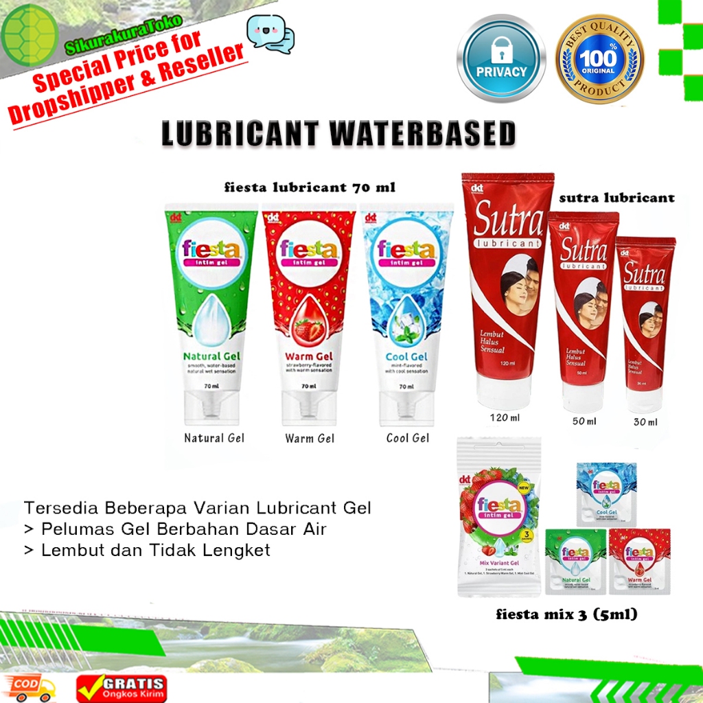(skr) PRIVASI 100% TERJAMIN Sutra Lubricant Pelumas Waterbased Fiesta Strawberry Natural 30 50 70 12