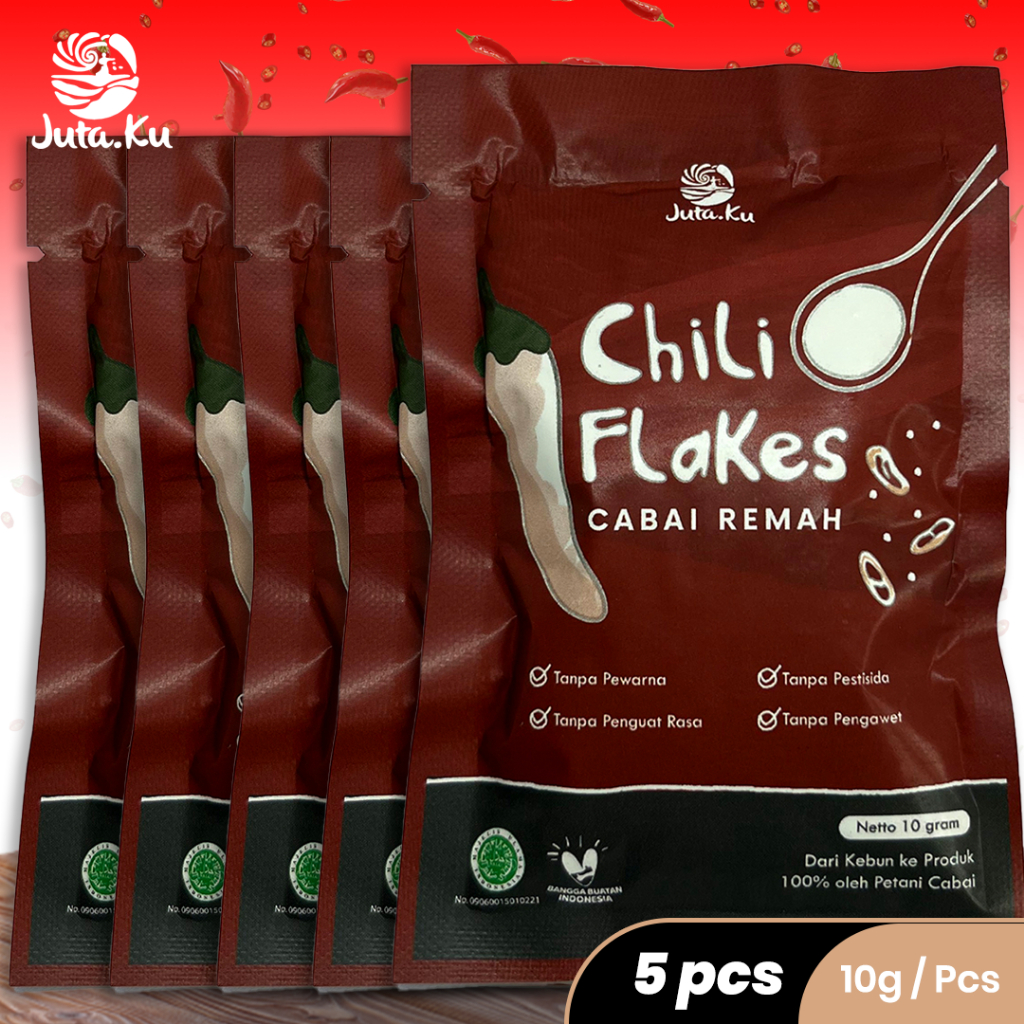 JUTAKU/5PC CHILI FLAKES/CABAI REMAH ENAK/PEDAS/LEZAT