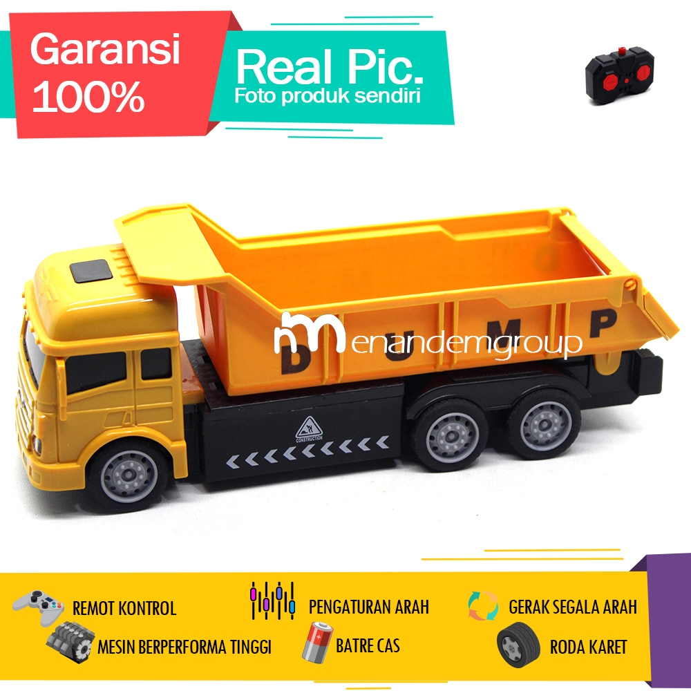 Mainan Mobil Remot Kontrol RC Truk Dump Tanah Fuso Konstruksi Alat Besar Batre Cas