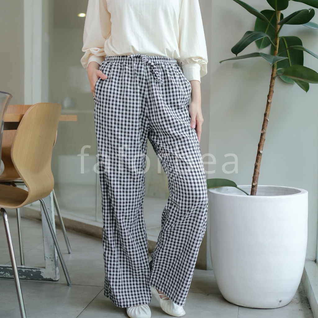 Faforbea Gingham Pants  - Cotton Gingham