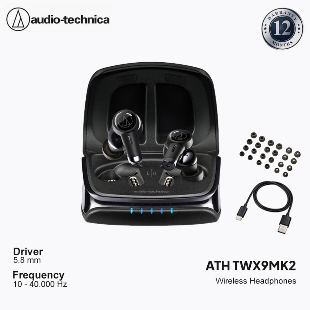 Audio-Technica ATH-TWX9MK2 Wireless Headphones with Enhanced Noise-Cancelling