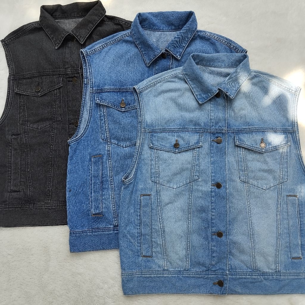 Jaket Denim Vest Classic Original sisa Export