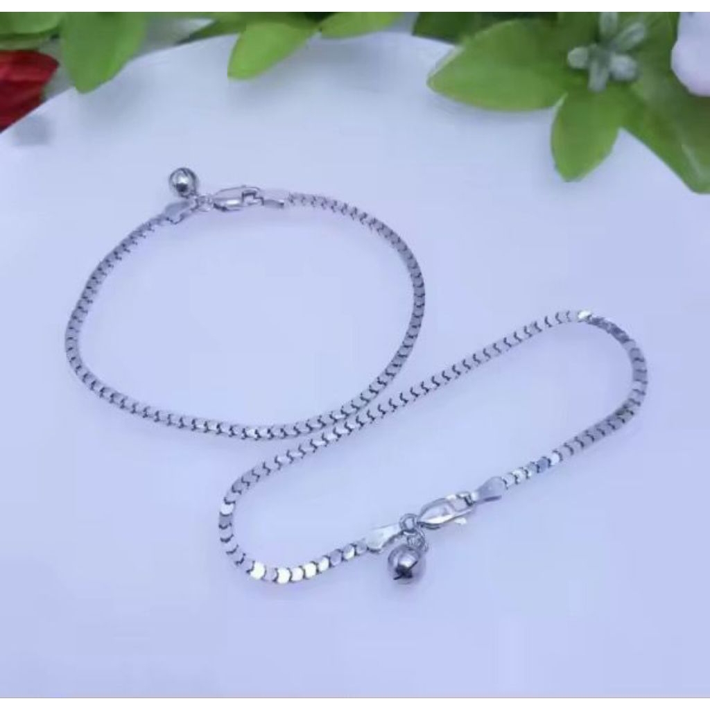 gelang polos titanium fashion wanita perak silver
