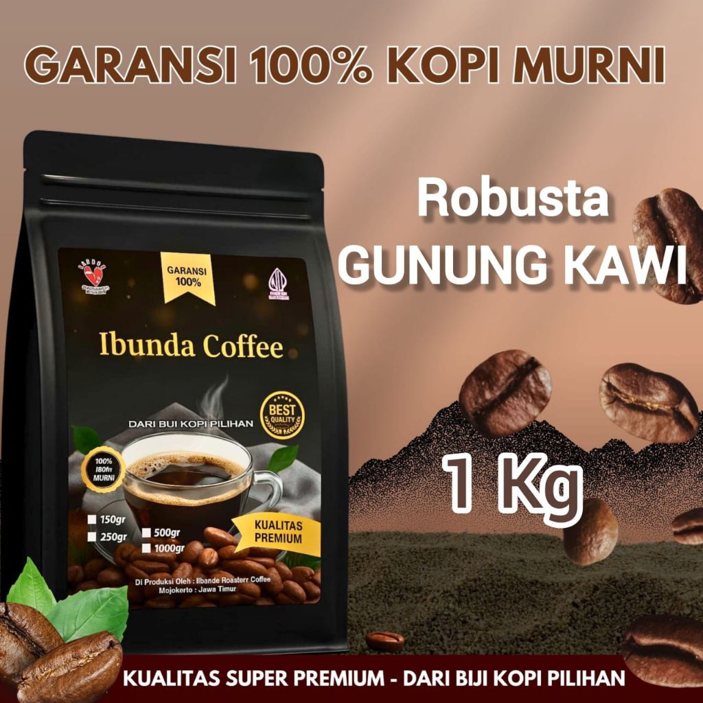 Ibunda Coffee - Kopi Bubuk Biji Robusta Gunung Kawi 1000 Gram / 1 kg - Robusta Java Gunung Kawi Terb