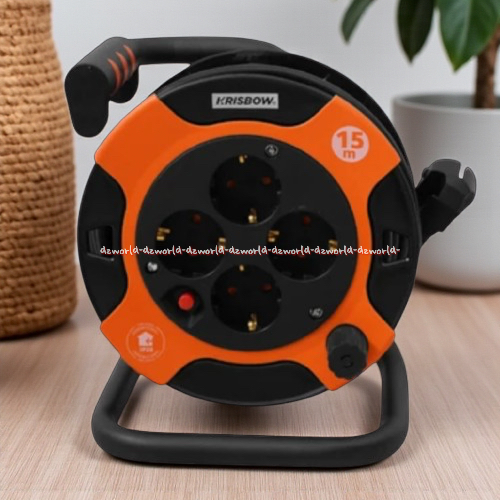 Krisbow 15meter Cable Roll 4socket Mini Drum Kabel Gulung 4socket Mini Drum Dengam Tatakan Dan Pegan