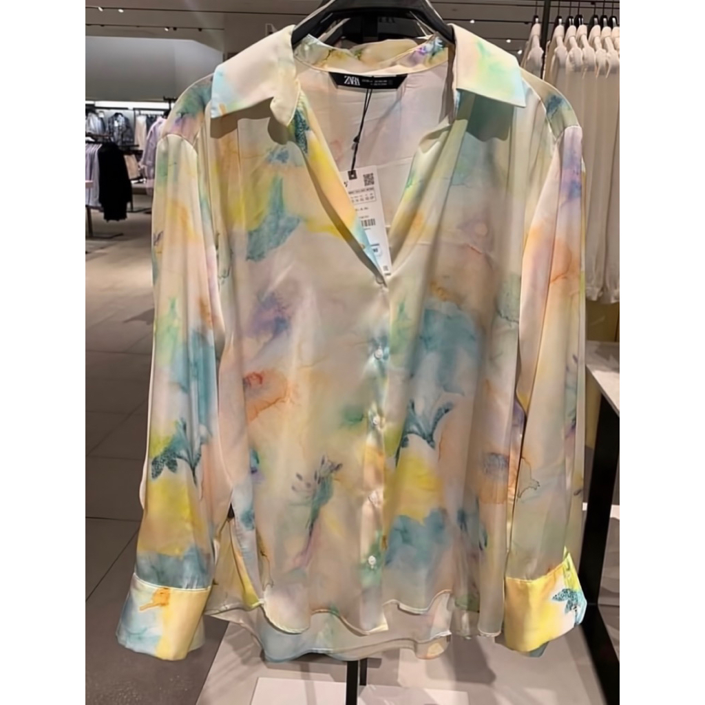 ZARA tie dye satin shirt size L