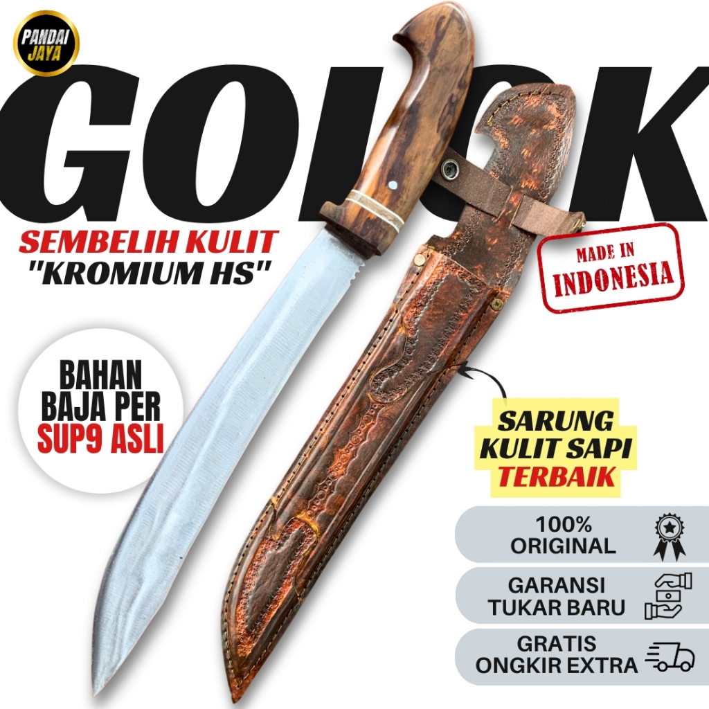 Golsem Baja Kromium Hs 30cm 4mm || Golsem Willys Baja Tajam Kulit Sapi Premium