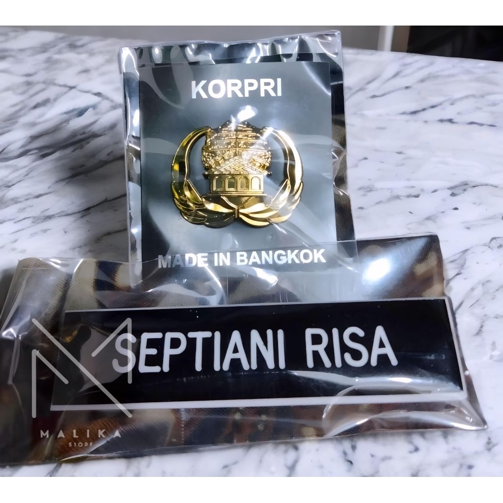 Nametag / Papan Nama PDH,PNS,ASN + Pin Korpri Bangkok, Kancing Paku, Peniti Dan Magnet