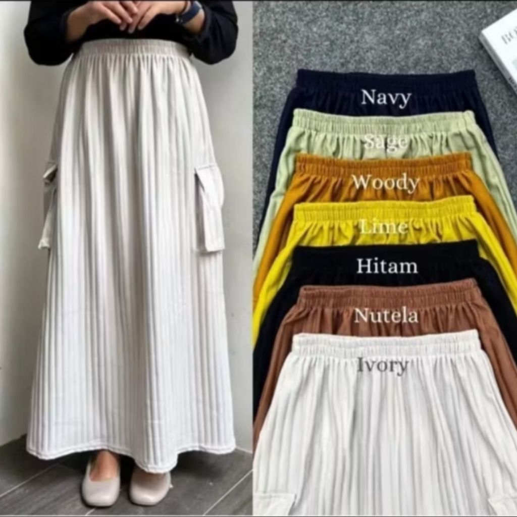 Rok Cargo Knit Hornet / Rok Cargo Wanita Panjang / Rok Knit Hornet Premium / Rok Cargo Wanita Premiu