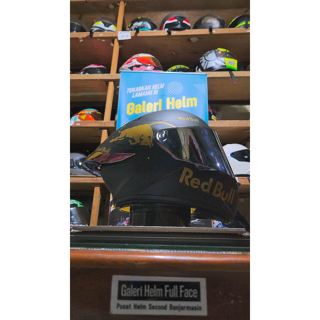 KYT TTC HITAM DOFF RED BULL GOLD