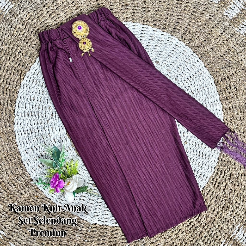 Kamen Knit Anak Set Selendang Premium Terbaru|Kamen Anak Knit Set Selendang Premium Terbaru