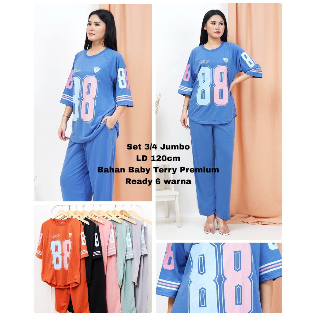 REIKA - Setelan Jumbo Kaos 7/8 Wanita