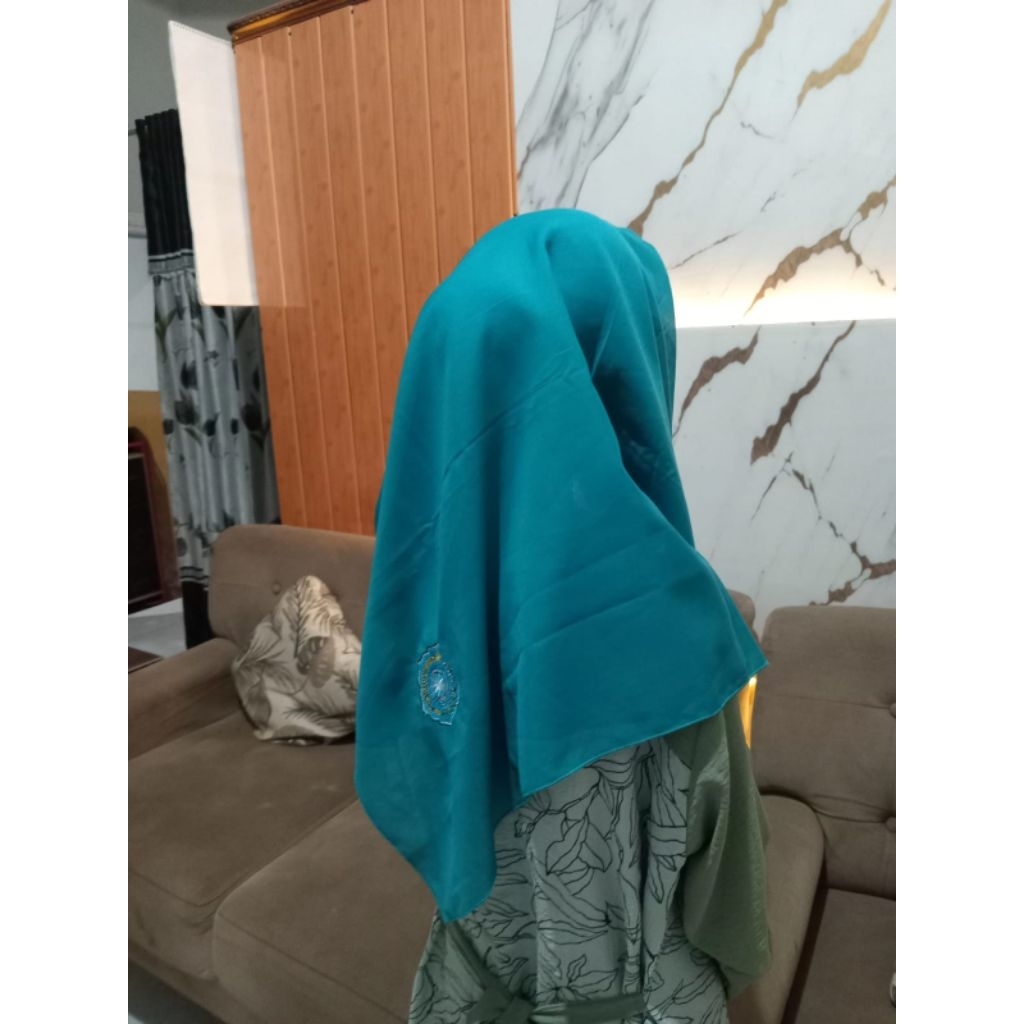jilbab pkk tepi kelin hijab pkk segi empat square kerudung pkk biru tosca organisasi pkk