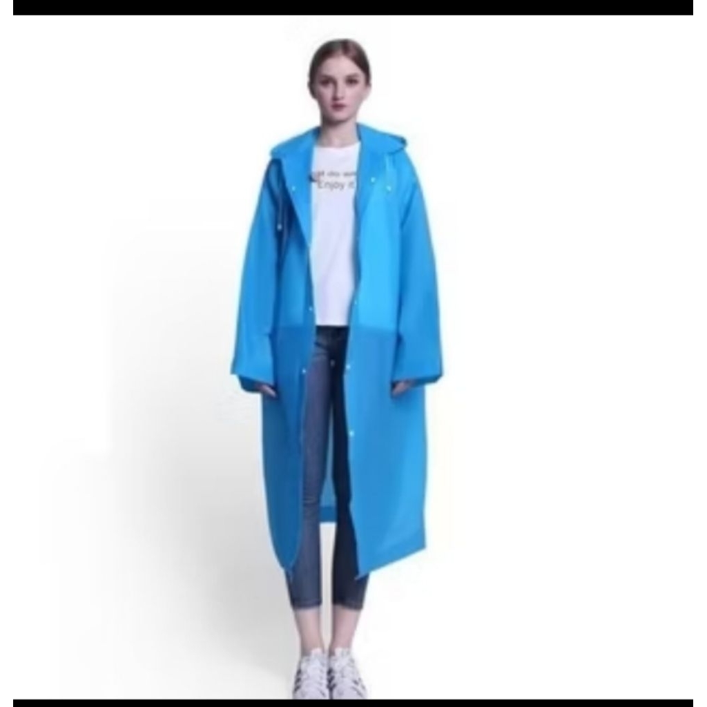 JAS HUJAN EVA warna BIRU raincoat jas hujan transparan jas hujan bahan premium ringan