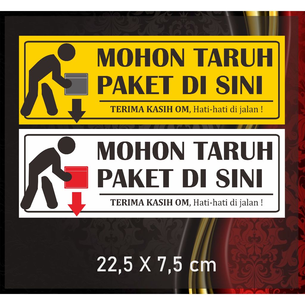 Sticker Mohon Taruh Paket di Sini Horizontal 22x7cm