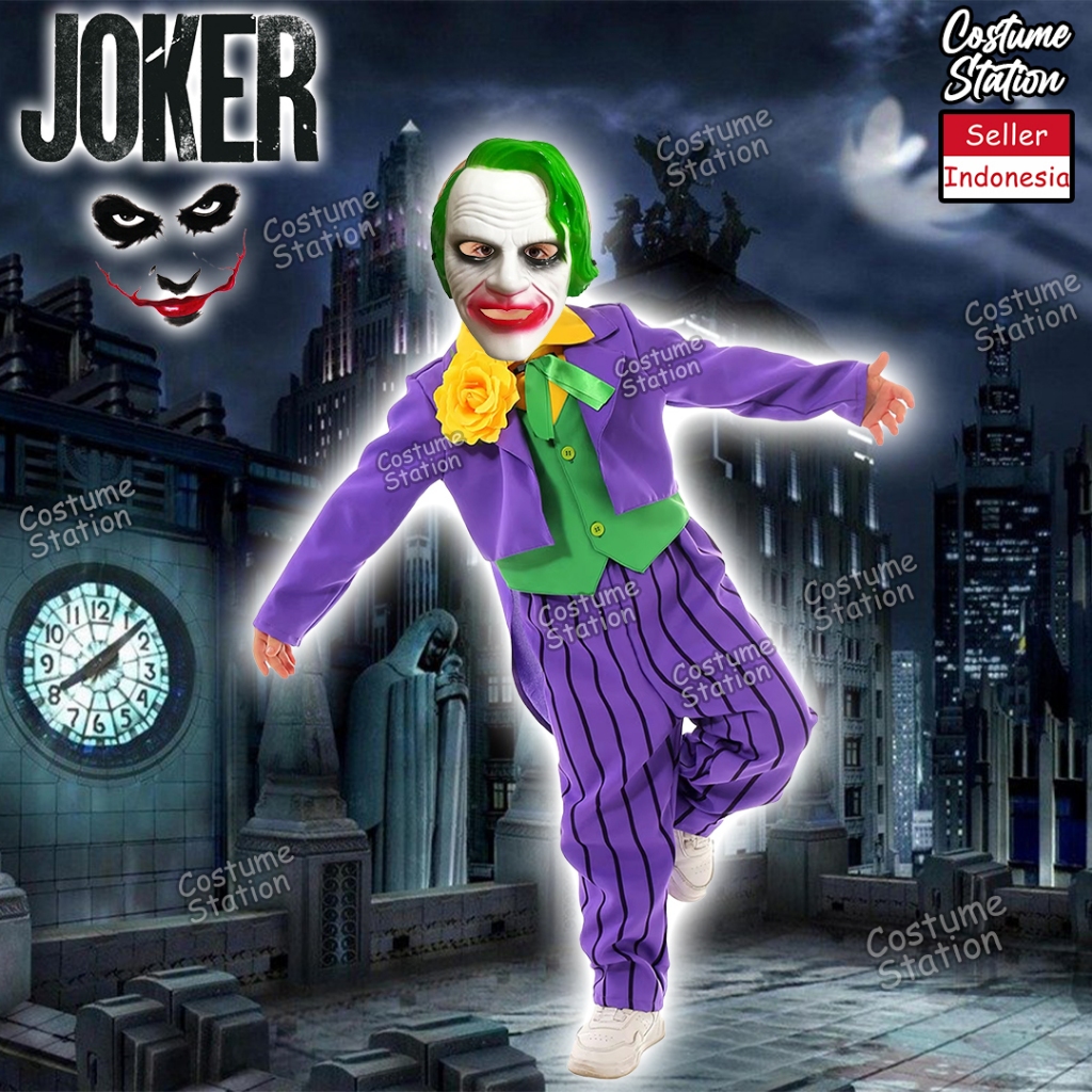 Kostum Joker / Costume Supervillain Batman DC Clown Badut anak cowo