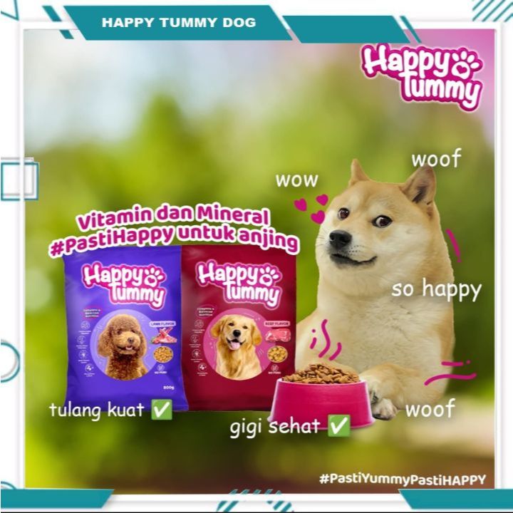 Happy Tummy Dog 20KG - Adult Dry Dog Food Beef or Lamb - Makanan Kering Anjing Dewasa Ekonomis Murah