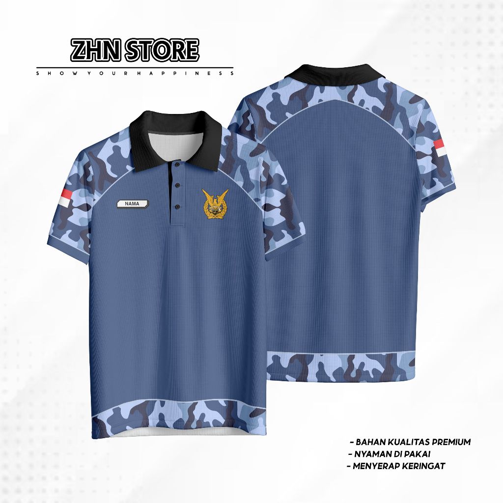 Jersey Polo Shirt Loreng TNI Pria/Baju Lapangan Nyaman & Stylish/Jersey Terlaris