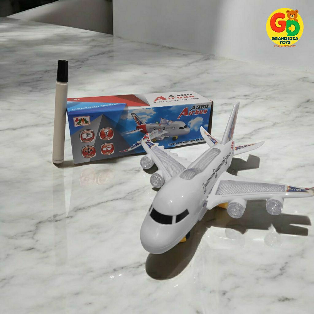 MAINAN ANAK PESAWAT AIRPLANE BATERAI JALAN LAMPU SUAR