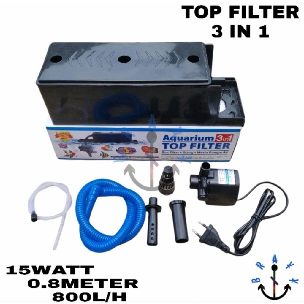 Mesin Box Filter Aquarium Komplit Box Top Filter 3 In 1 Rosston RS1200