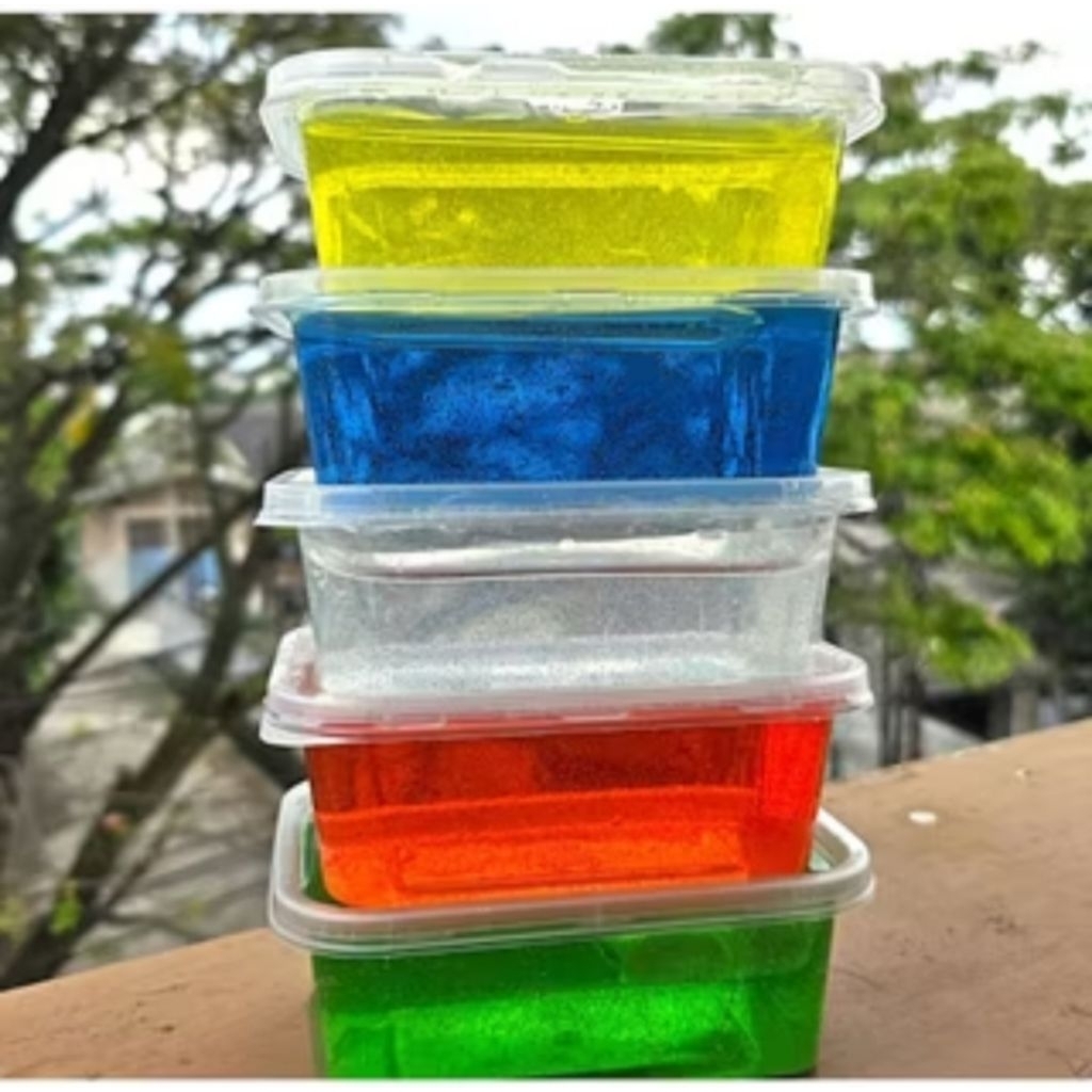 5 pc slime/ slem jeli 5 warna/ slem gliter/slem jelly kotak besar / slem murah