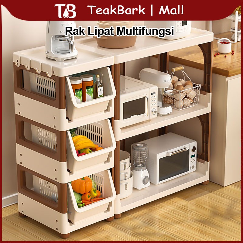 Teak Bark Rak Penyimpanan Lipat Multifungsi, Portabel Dan Dapat Dipindahkan, Dapat Menyimpan Mainan 