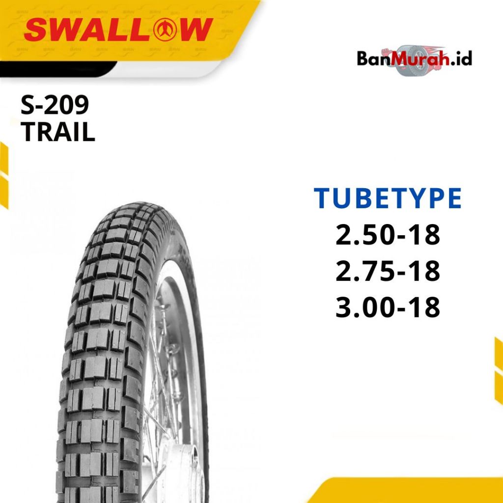 Ban Luar Sepeda Motor Swallow S-209 Ukuran 250 275 300 Ring 18 TUBETYPE (NON TUBELESS)