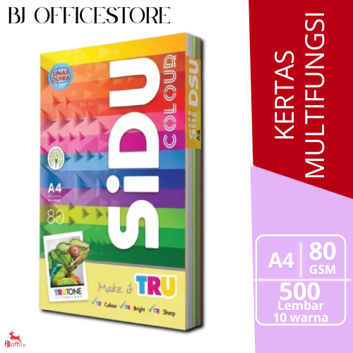 Kertas HVS A4 80gsm SIDU Rainbow - 1 Rim (250 Lembar) - Warna-warni Cerah