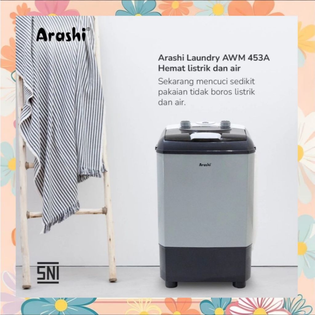 Arashi AWM 453 A Mesin Cuci Portable 453A 4,5 kg Mesin Cuci dan Pengering (expedisi)