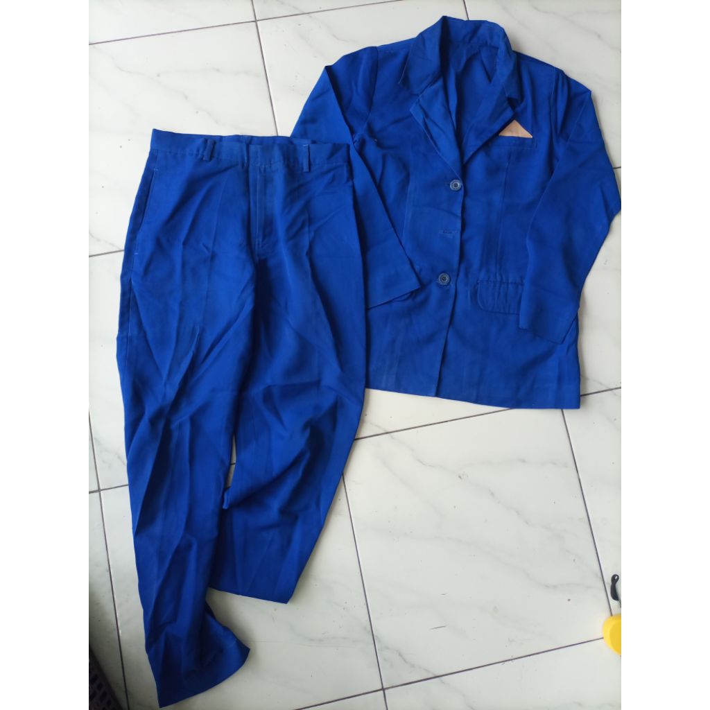 setelan seragam kerja wanita biru PL