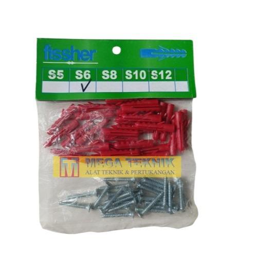 Viser Tembok + Skrup S6 S8 S10 - Dowel Fisher Fitting Dinding Plug & Pengencang Sekrup