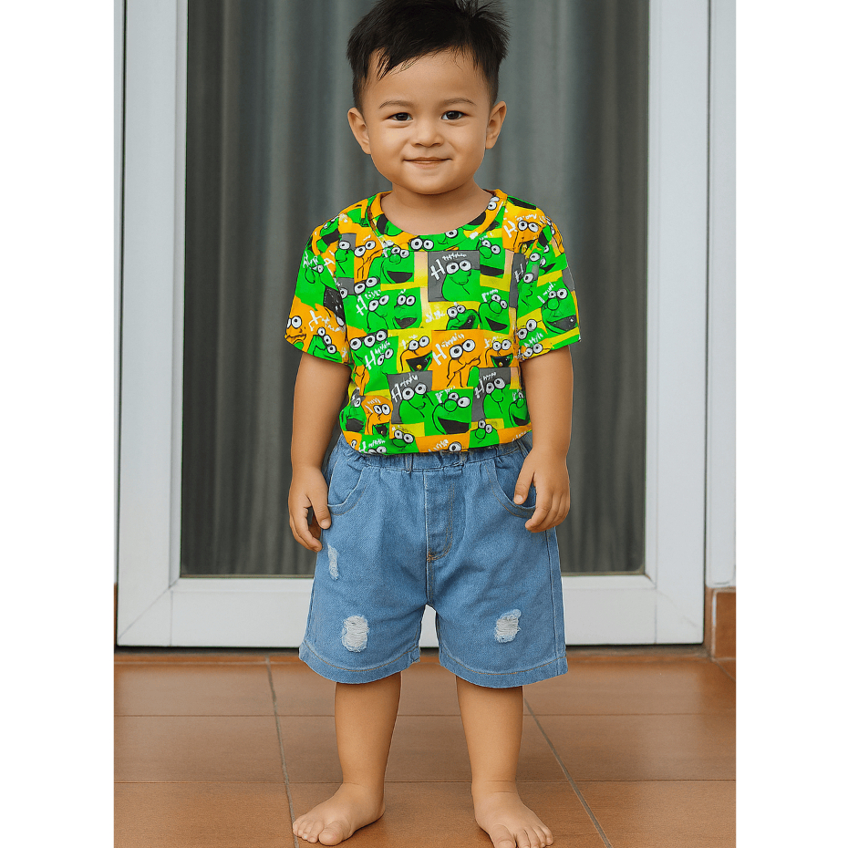 Set Setelan Baju Kaos Anak Laki Perempuan 1-3 tahun / Celana Jeans