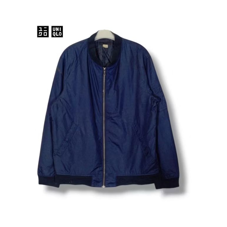 UNIQLO Bomber Jacket Casual Slim fit Navy Size fit XL (P70xL60)