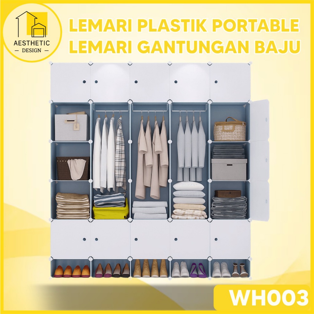 Lemari Plastik Portable Lemari Gantungan Baju Lemari Serbaguna Lemari Plastik