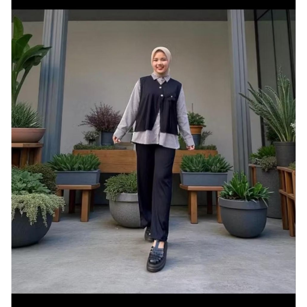 KHANZA SET (3IN1)KEMEJA + ROMPI + KULOT