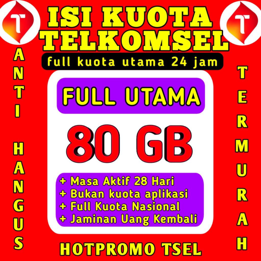 SUPER PROMO KUOTA TELKOMSEL 100GB FULL - PAKET DATA TELKOMSEL FLASH 100GB 50GB FULL INTERNET