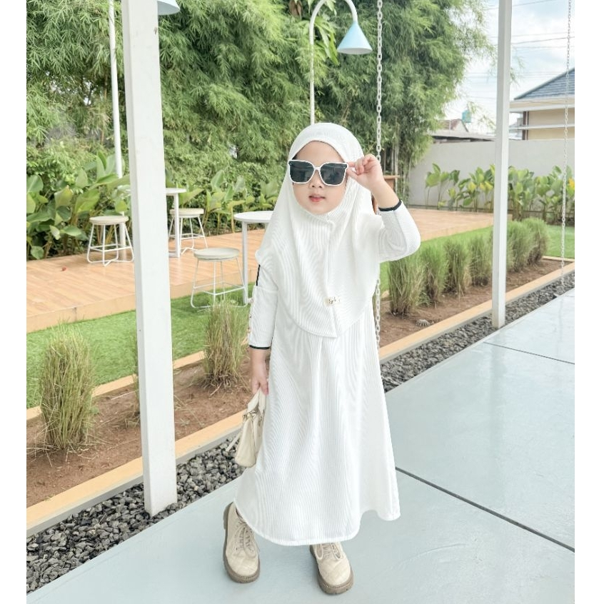 Gamis inara set kerudung bisa couple ibu dan anak perempuan dari umur 2tahun sampai 14tahun remaja d