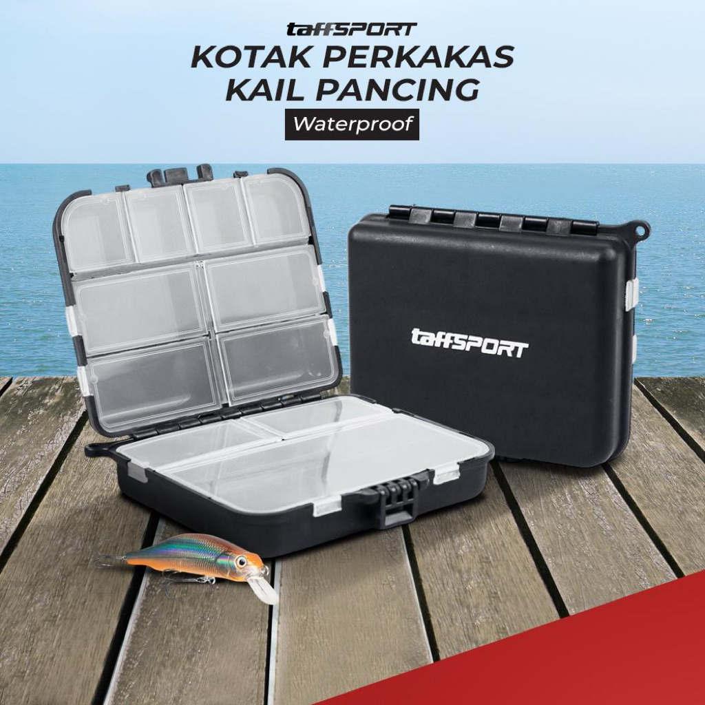 TaffSPORT Box Kotak Kail Pancing Waterproof – Tempat Simpan Kail, Mata Pancing & Aksesoris, Anti Air