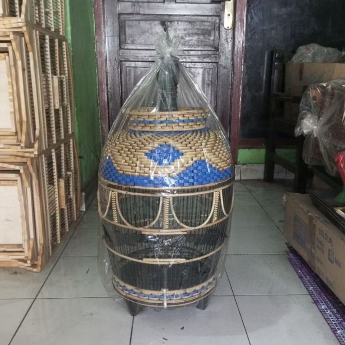 KANDANG BURUNG PERKUTUT ROTAN RAJUT SINTETIS - SANGKAR BURUNG